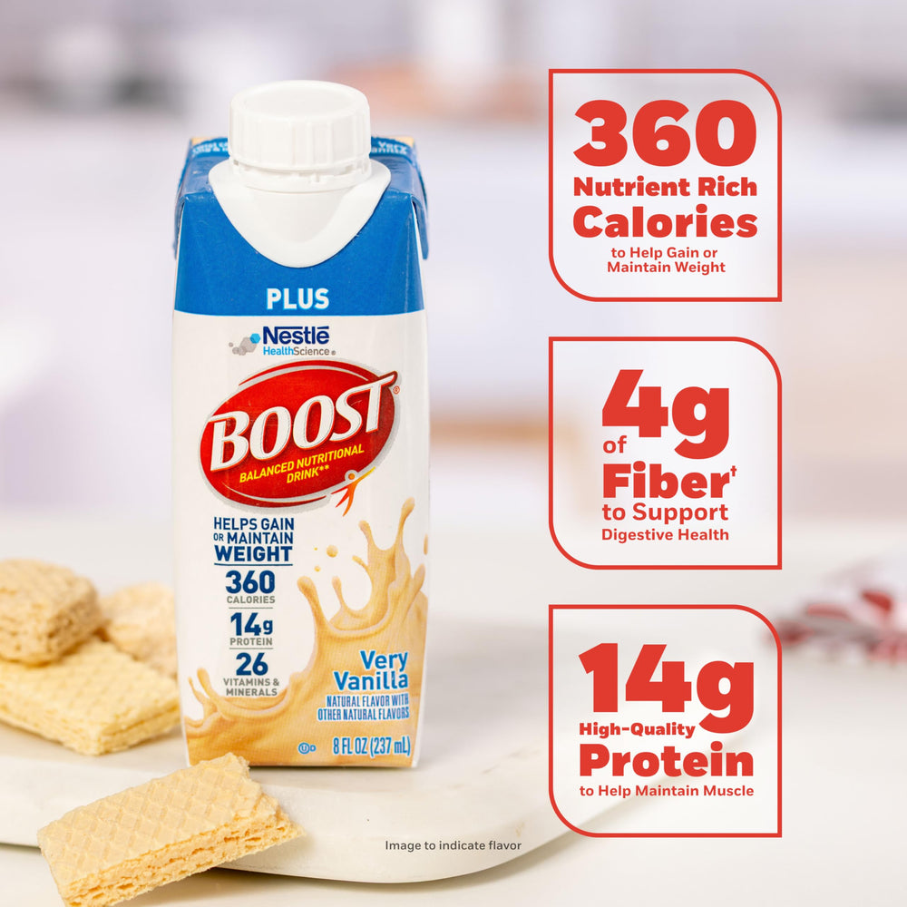 BOOST primer plano de textura cremosa de la bebida, sabor al paladar