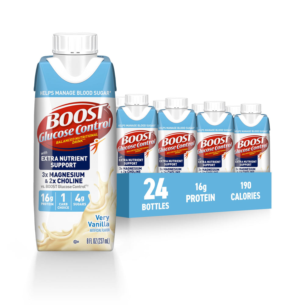 BOOST envase frontal vainilla mostrando la marca y facilidad de consumo
