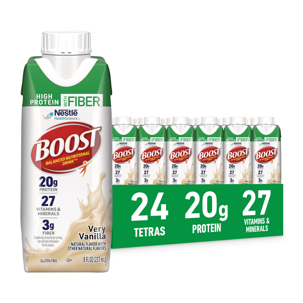 BOOST envase frontal vainilla mostrando etiqueta y beneficio nutricional