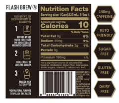 BOSS etiqueta con información de origen y método flash brew