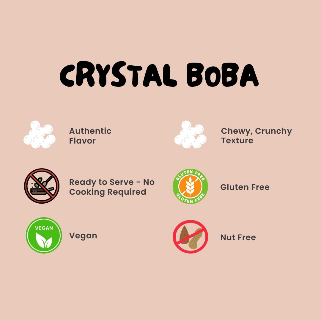 Bossen porciones de Crystal Boba en cucharón listos para servir y medir rendimiento