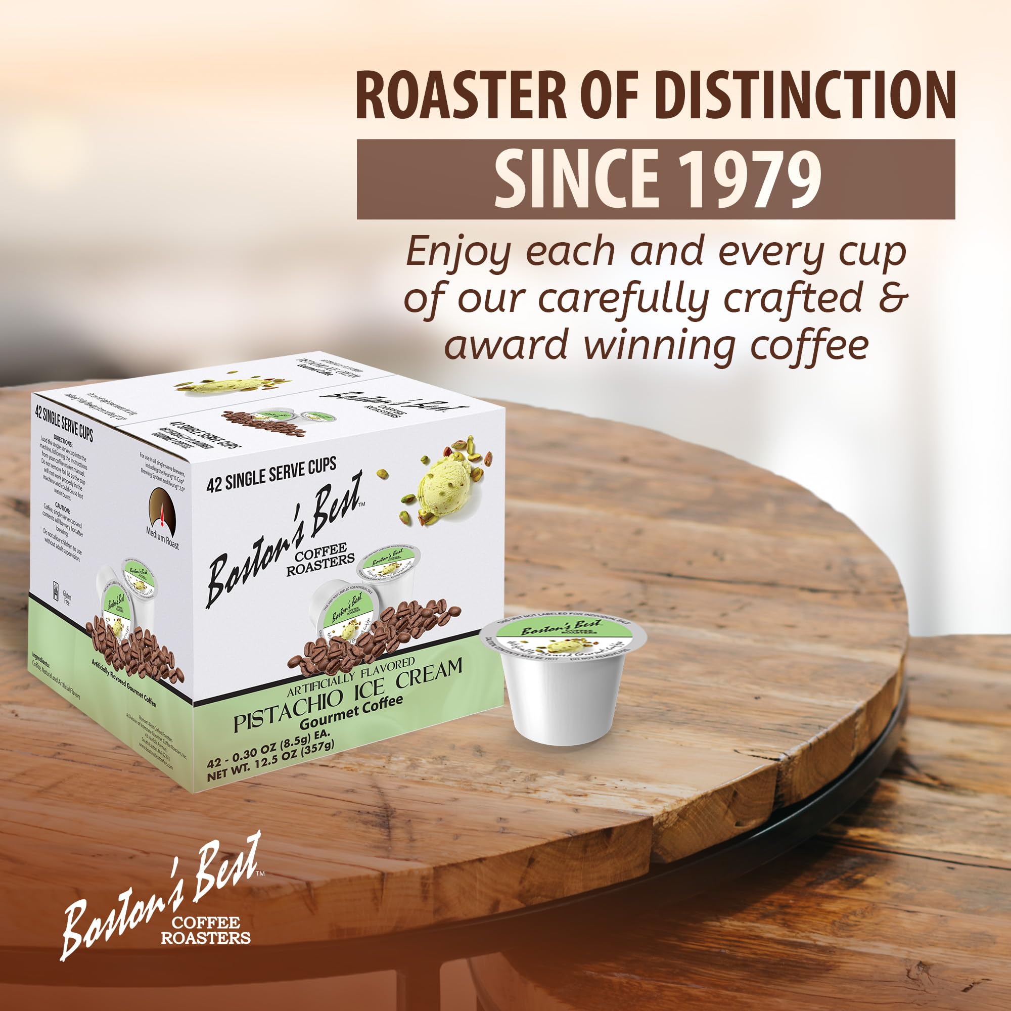 Bostons Best café junto a postre para mostrar maridaje y experiencia de postre