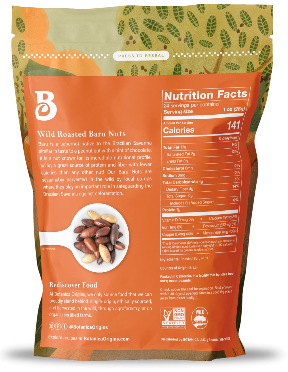 Botanica Origins primer plano de textura tostada resaltando sabor