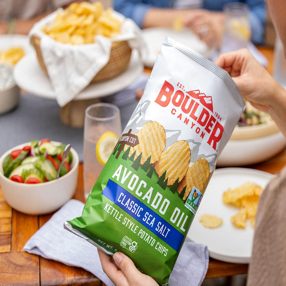 Boulder Canyon bolsa Hickory Barbeque con sabor ahumado visible