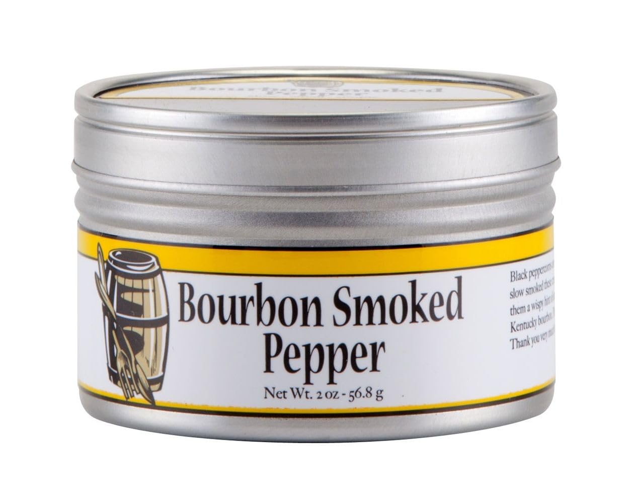 Bourbon Barrel Foods pimienta ahumada frente del envase, realza carnes
