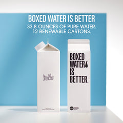 BOXED WATER IS BETTER primer plano de la tapa bioplástica que facilita reciclaje seguro