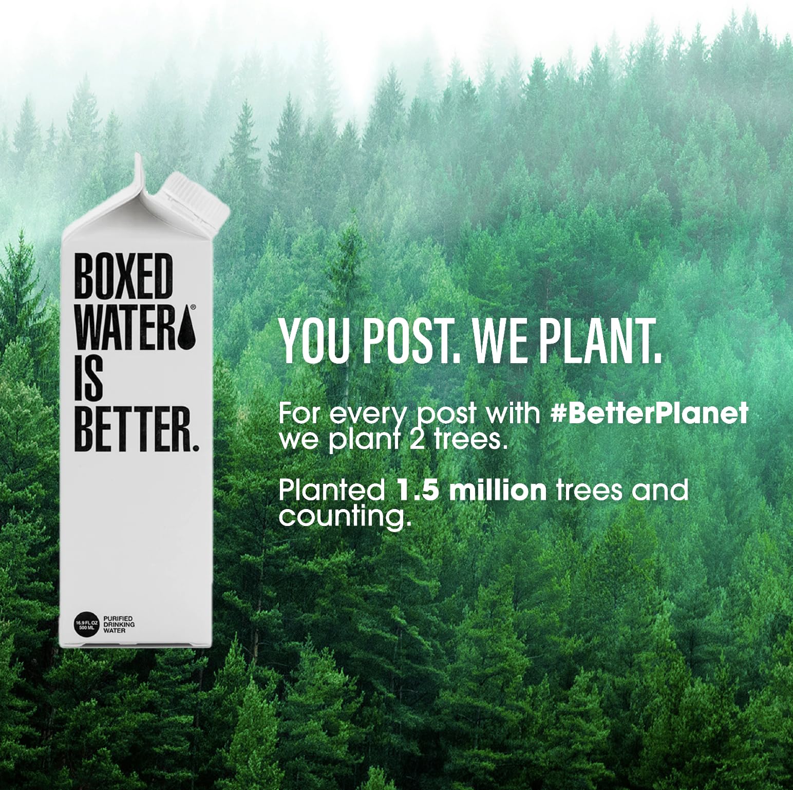 BOXED WATER IS BETTER etiqueta con certificaciones forestales que garantiza origen responsable