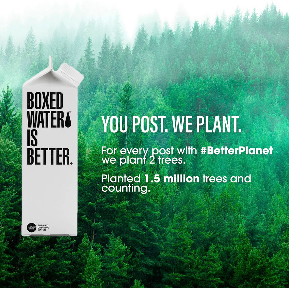 BOXED WATER IS BETTER etiqueta con certificaciones forestales que garantiza origen responsable