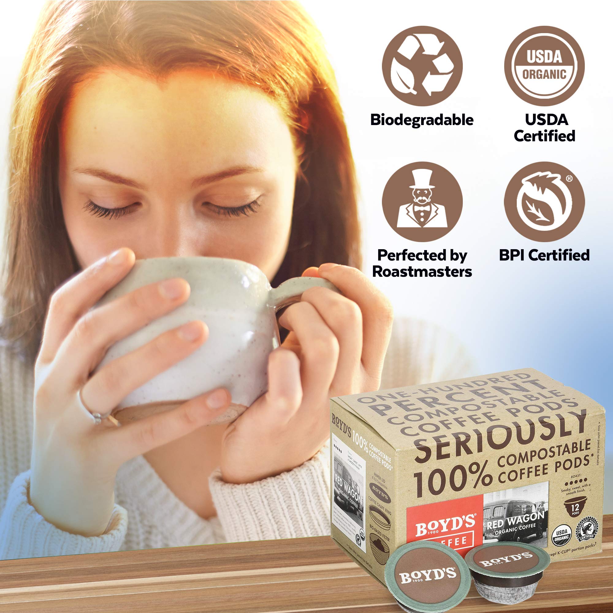 Boyd's Coffee cápsula junto a regla para comparar tamaño práctico