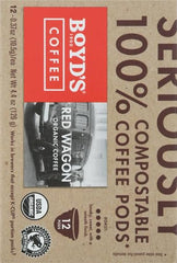 Boyd's Coffee etiqueta con sellos Rainforest Alliance y BPI para confianza