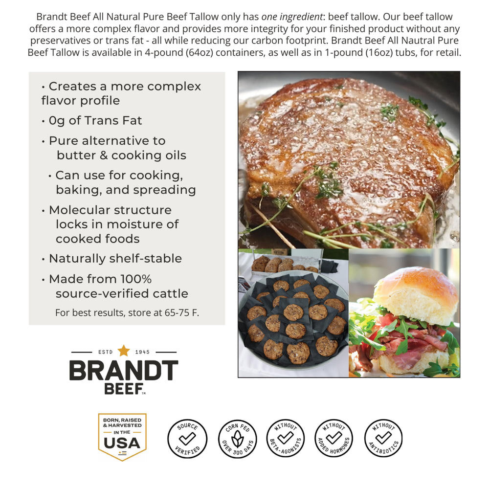 Brandt Beef envase abierto con sebo sólido listo para usar y conservar