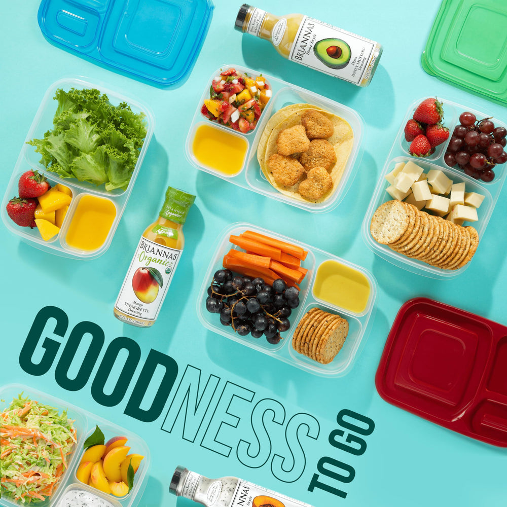 BRIANNAS aderezo servido como dip junto a crudités, perfecto para snacks saludables