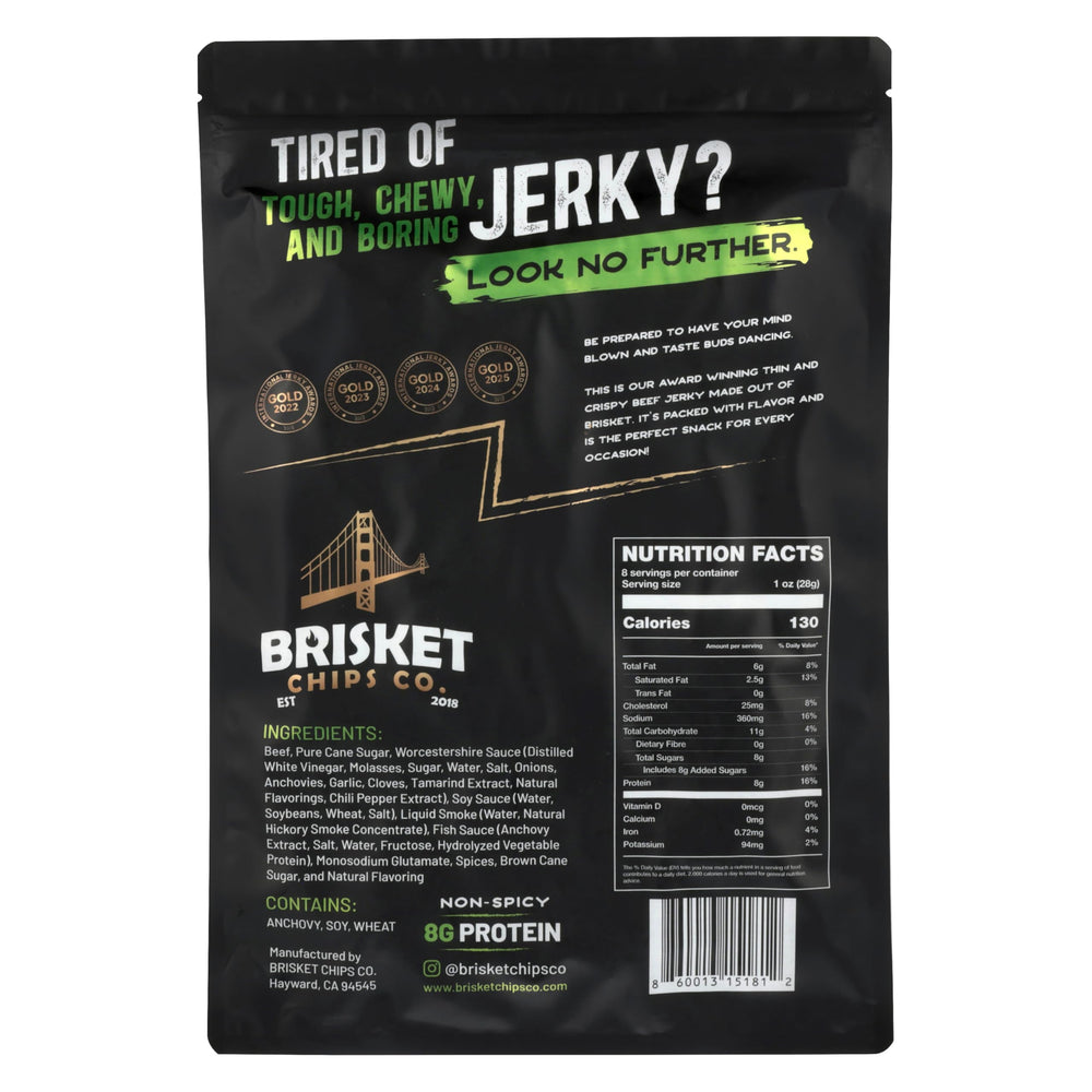 Brisket Chips Co primer plano de textura crujiente de las láminas para disfrutar proteína