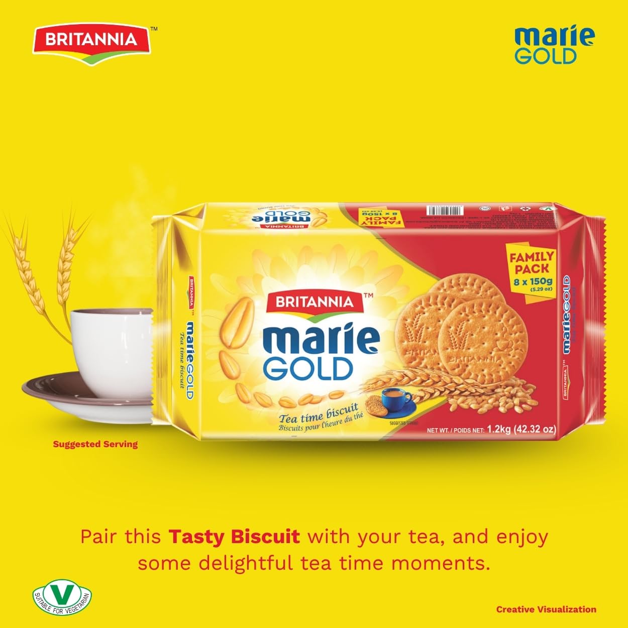 Britannia galletas servidas junto a una taza de té para acompañar la merienda