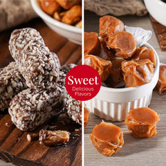 Broadway Basketeers cajas abiertas mostrando snacks individuales y variedad