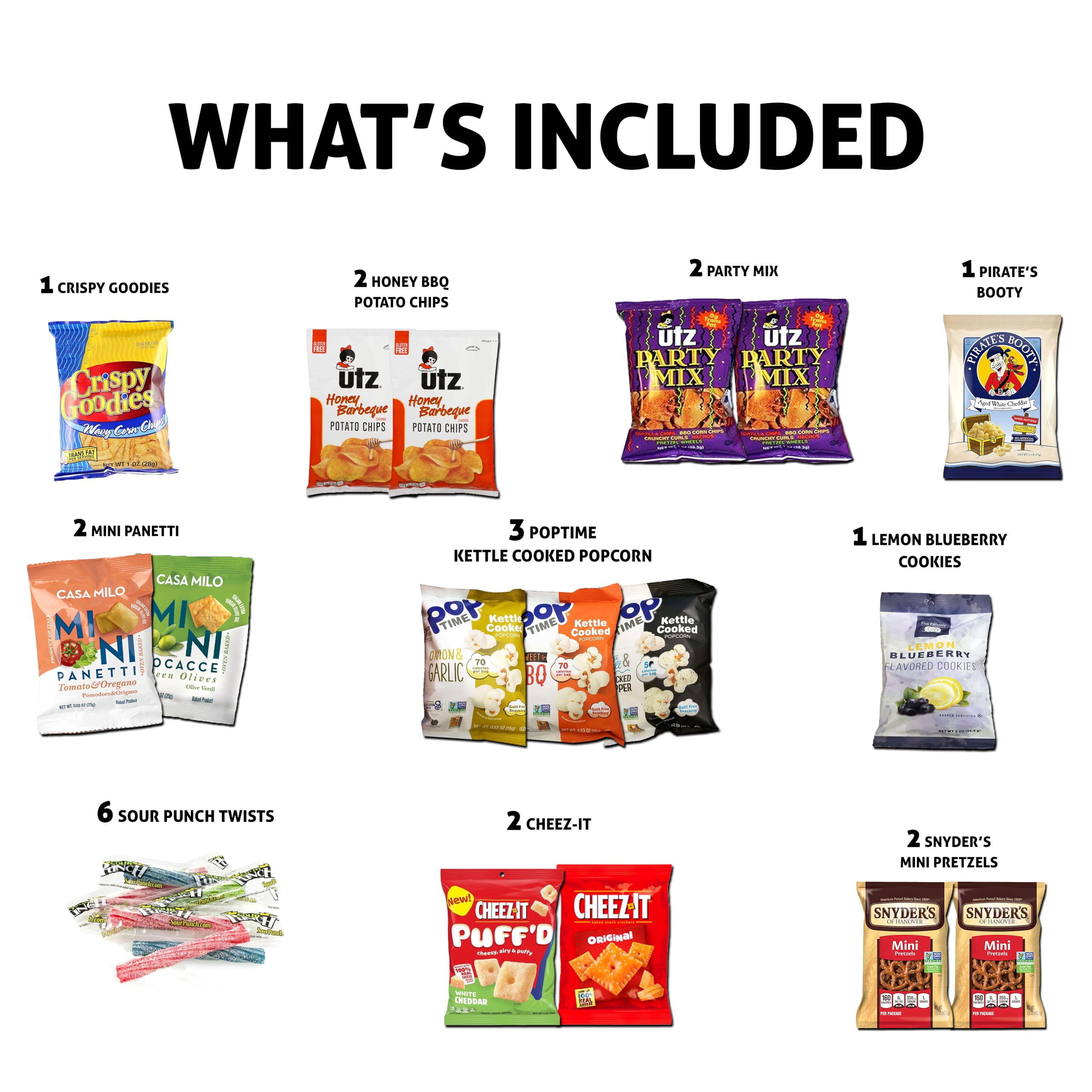 Broadway Basketeers primeros planos de snacks envueltos individualmente, conveniencia y frescura