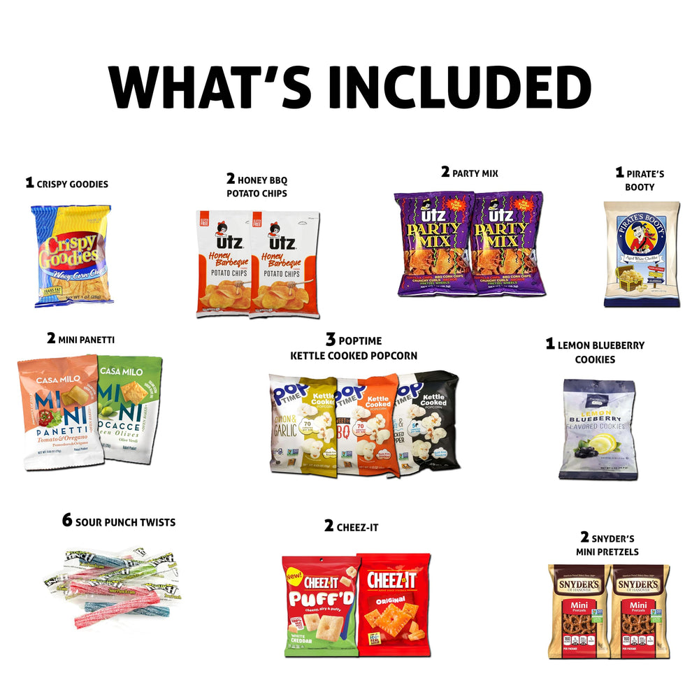Broadway Basketeers primeros planos de snacks envueltos individualmente, conveniencia y frescura