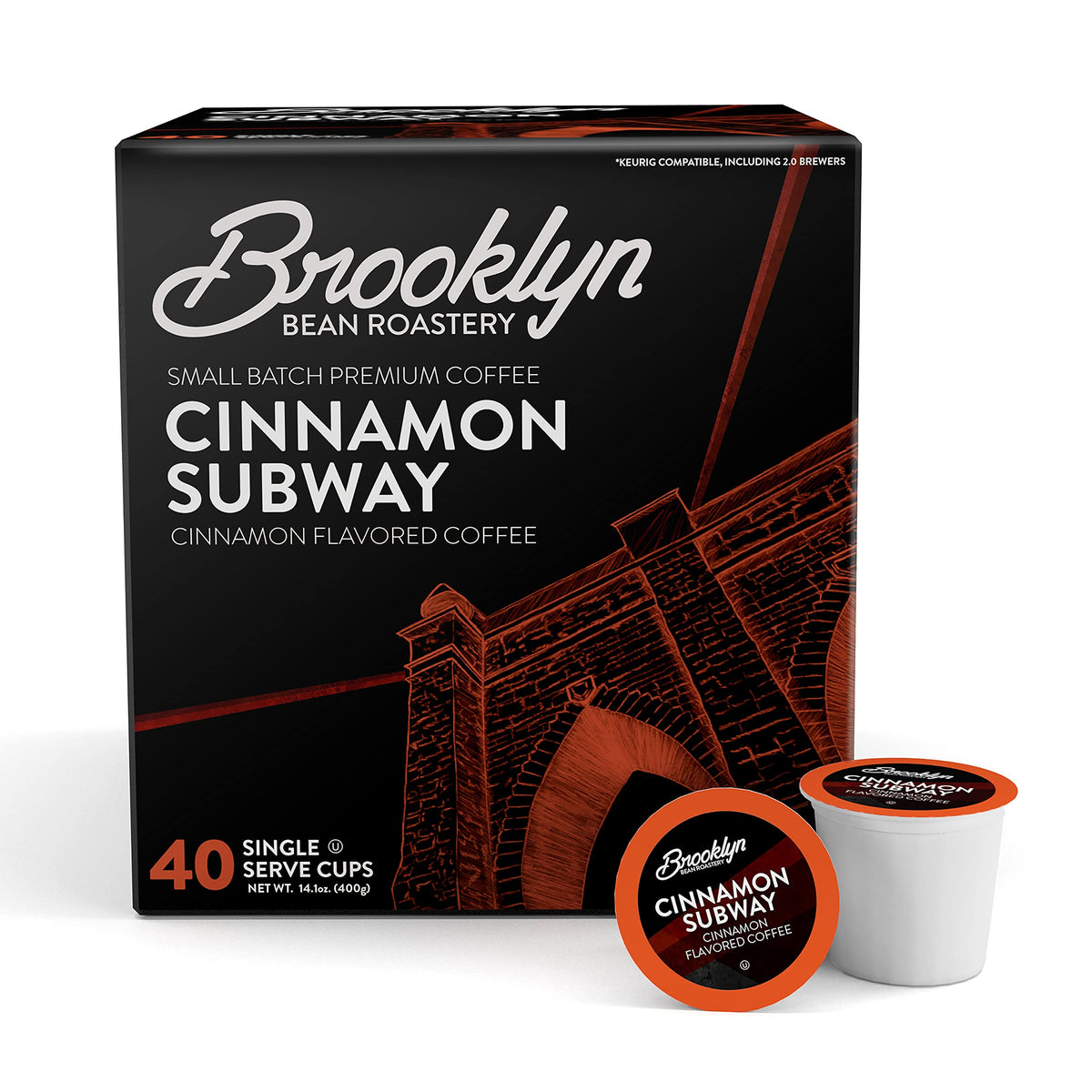 Brooklyn Beans embalaje frontal mostrando 40 cápsulas y marca, conveniencia inmediata