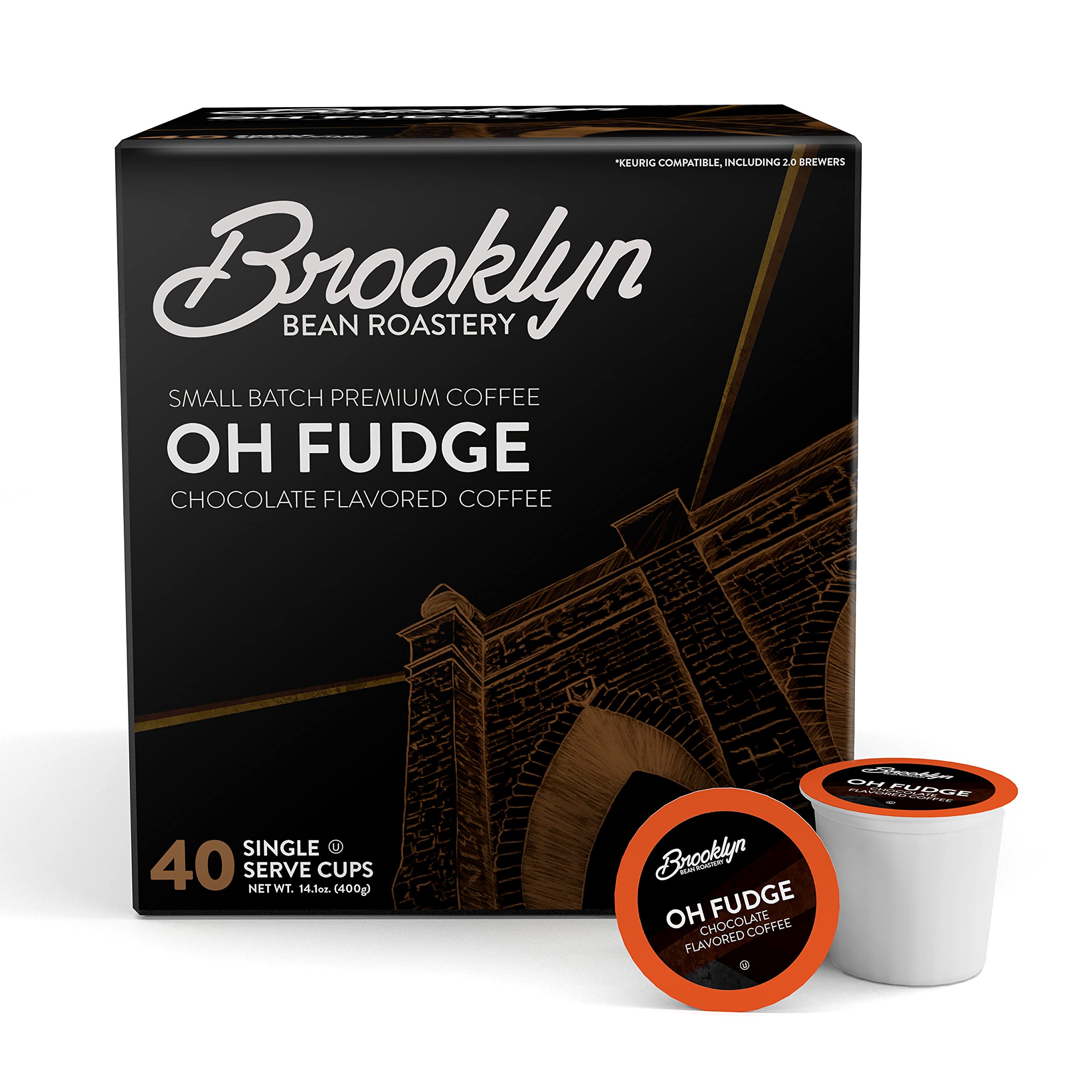Brooklyn Beans paquete frontal mostrando 40 cápsulas y beneficio conveniencia