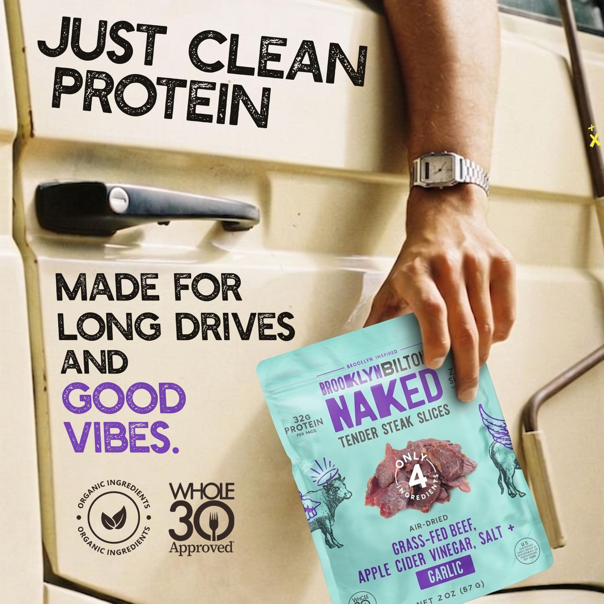 Brooklyn Biltong junto a ensalada mostrando opción alta en proteína