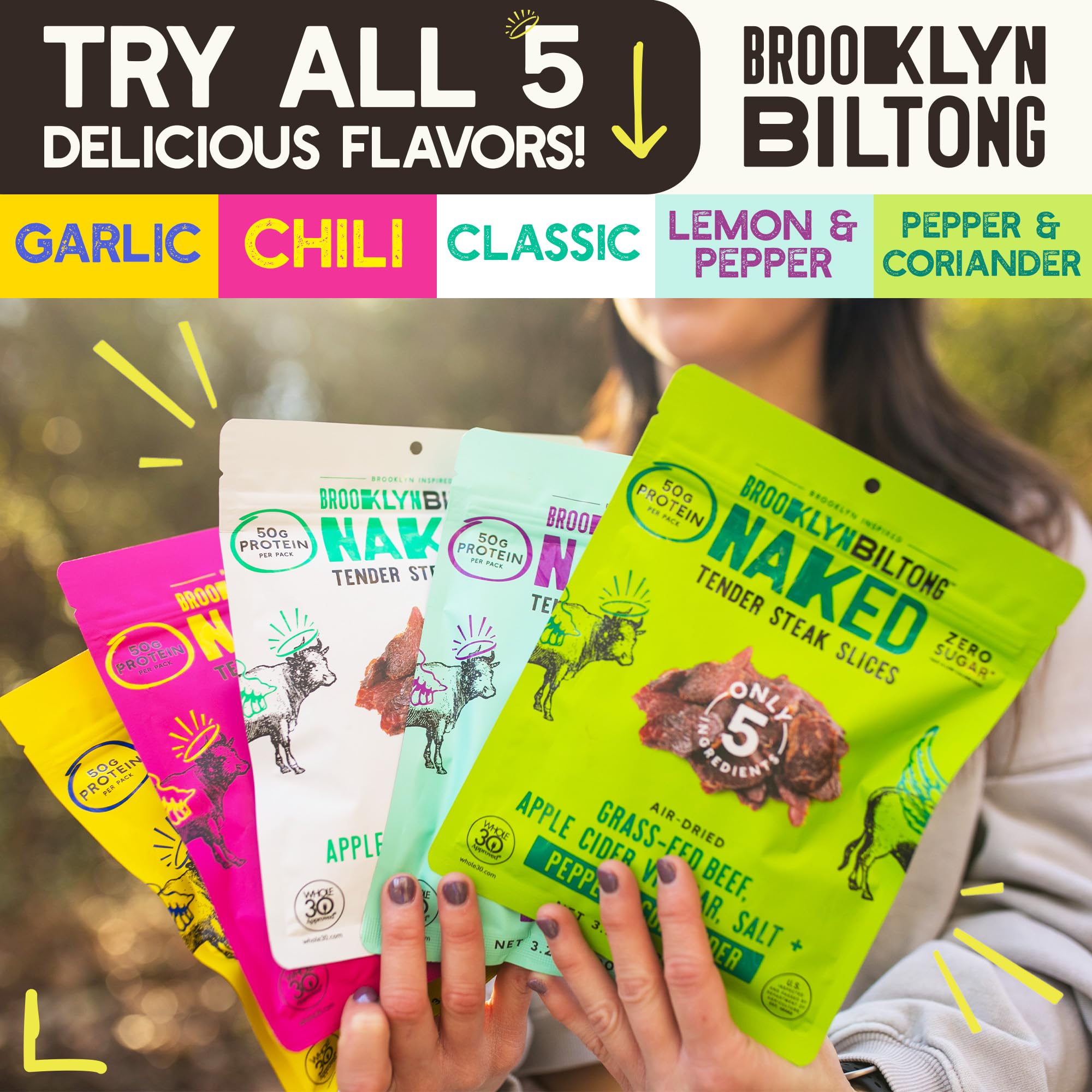 Brooklyn Biltong pack doble 2 oz presentado listo para consumir y compartir