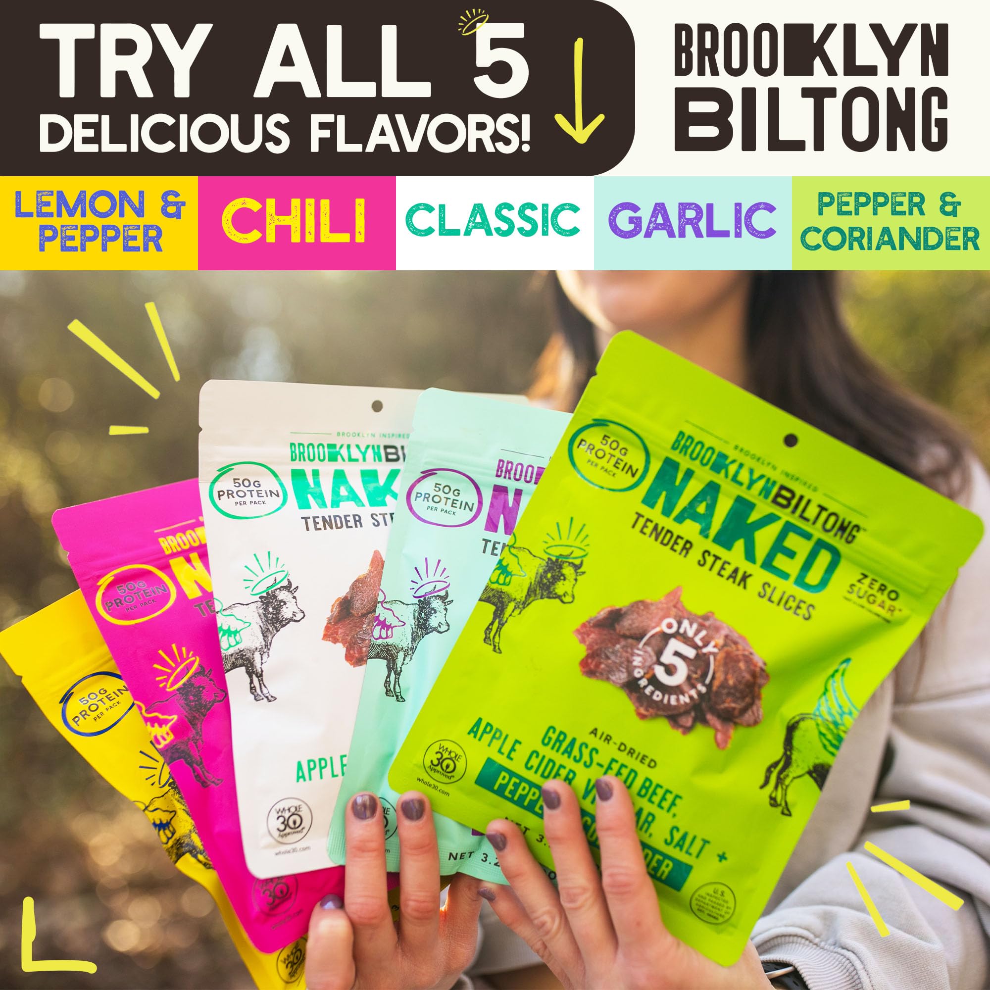 Brooklyn Biltong pack doble mostrando cantidad y conveniencia