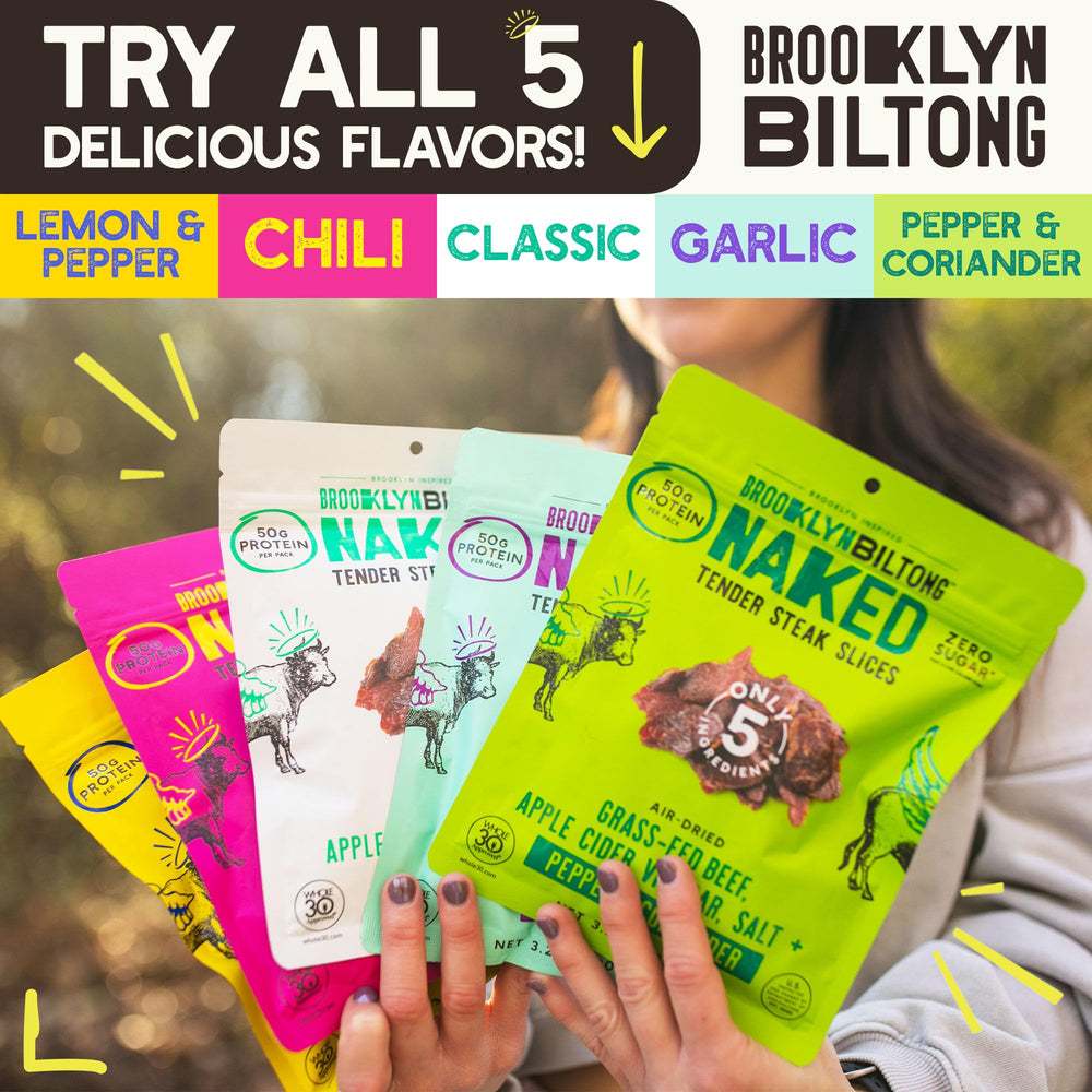 Brooklyn Biltong pack doble mostrando cantidad y conveniencia