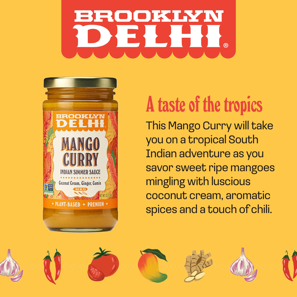 Brooklyn Delhi salsa en sartén con tofu listo para servir y ahorrar tiempo