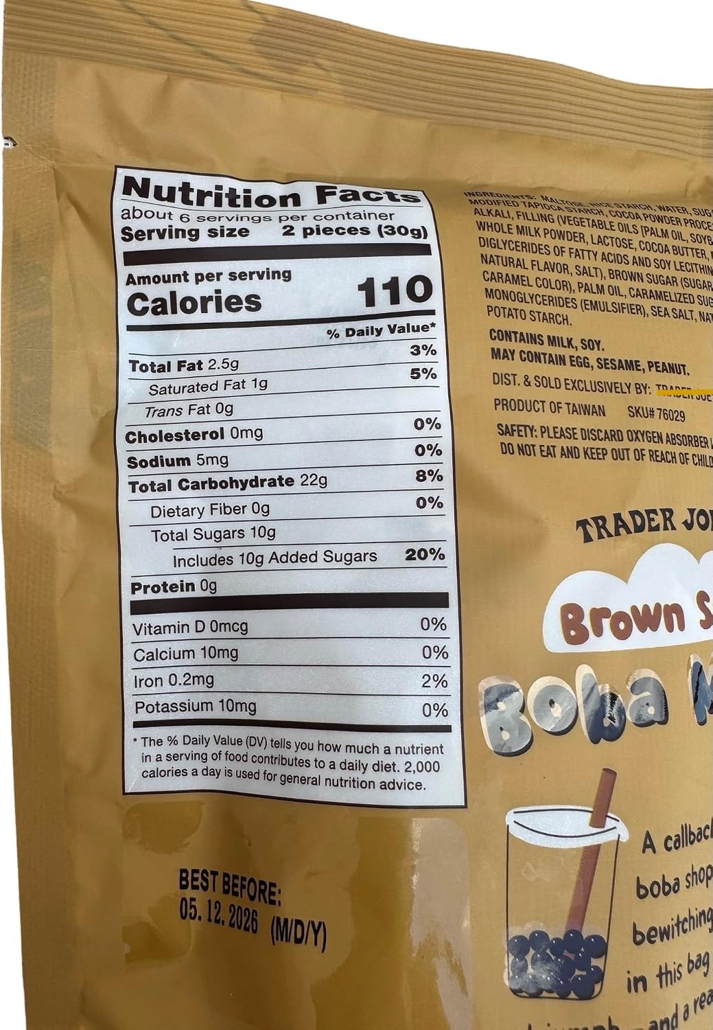 Brown Sugar Flavored Boba Mochi primer plano de textura, muestra elasticidad y suavidad