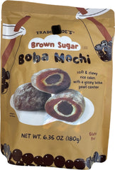 Brown Sugar Flavored Boba Mochi empaque frontal, presentación clara y lista para llevar