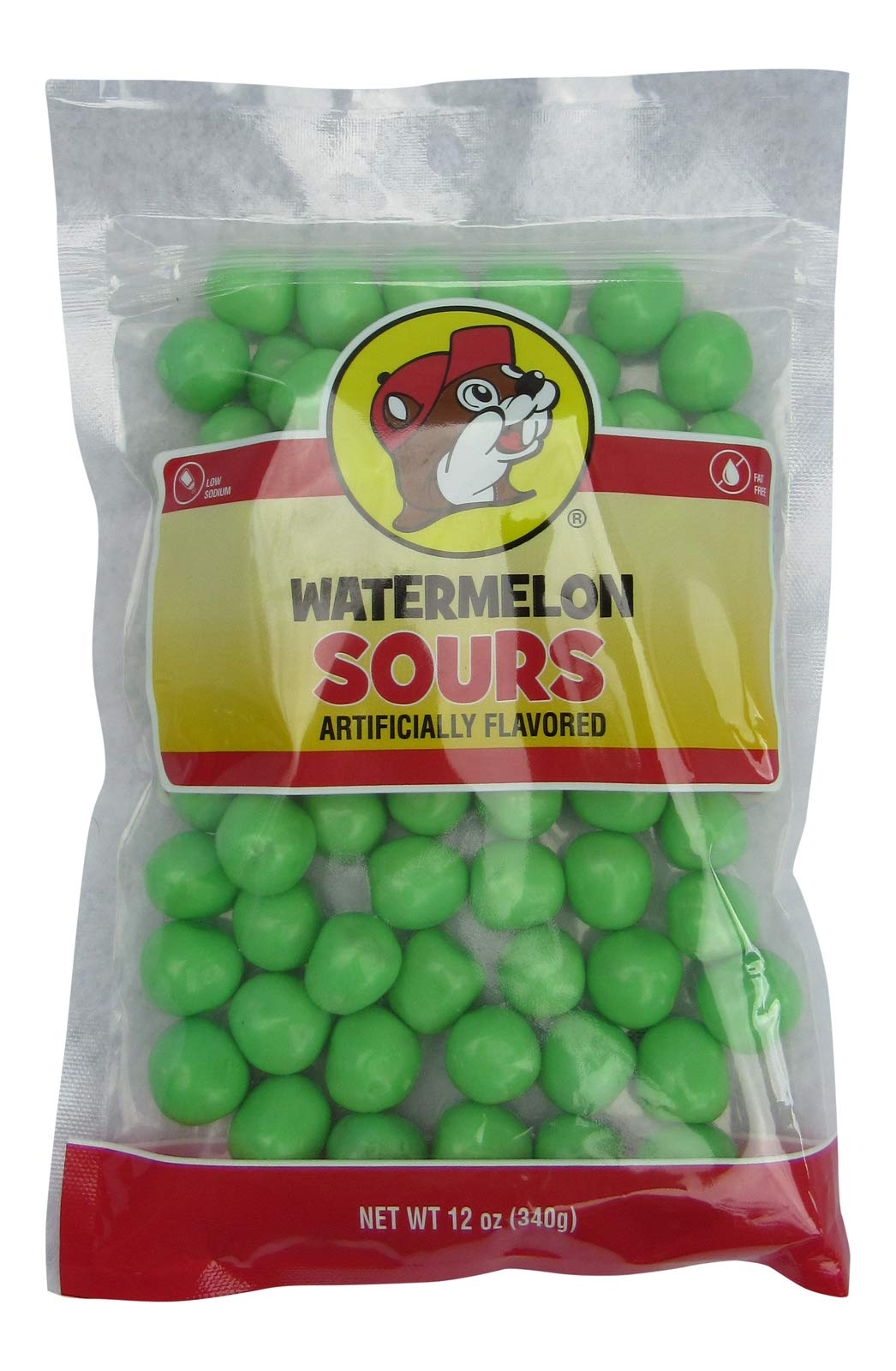 Buc-ee's bolsa resellable con bolitas sandía, color vibrante y conservación práctica