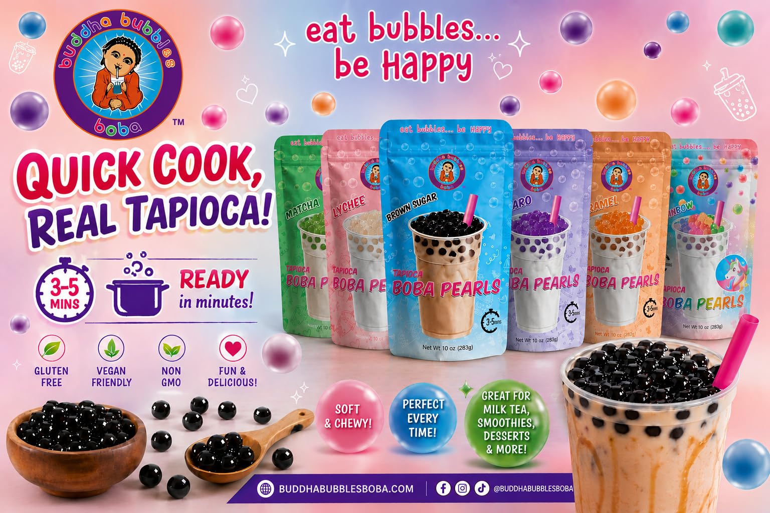 Buddha Bubbles Boba ambientación de cafetería mostrando uso profesional