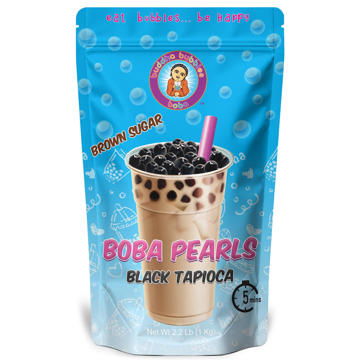 Buddha Bubbles Boba frente del paquete mostrando 1 kg y marca, ideal para ahorro