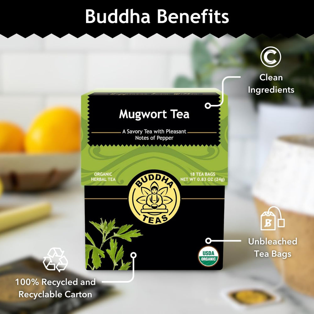 Buddha Teas infusión clara de artemisa con aspecto apetecible