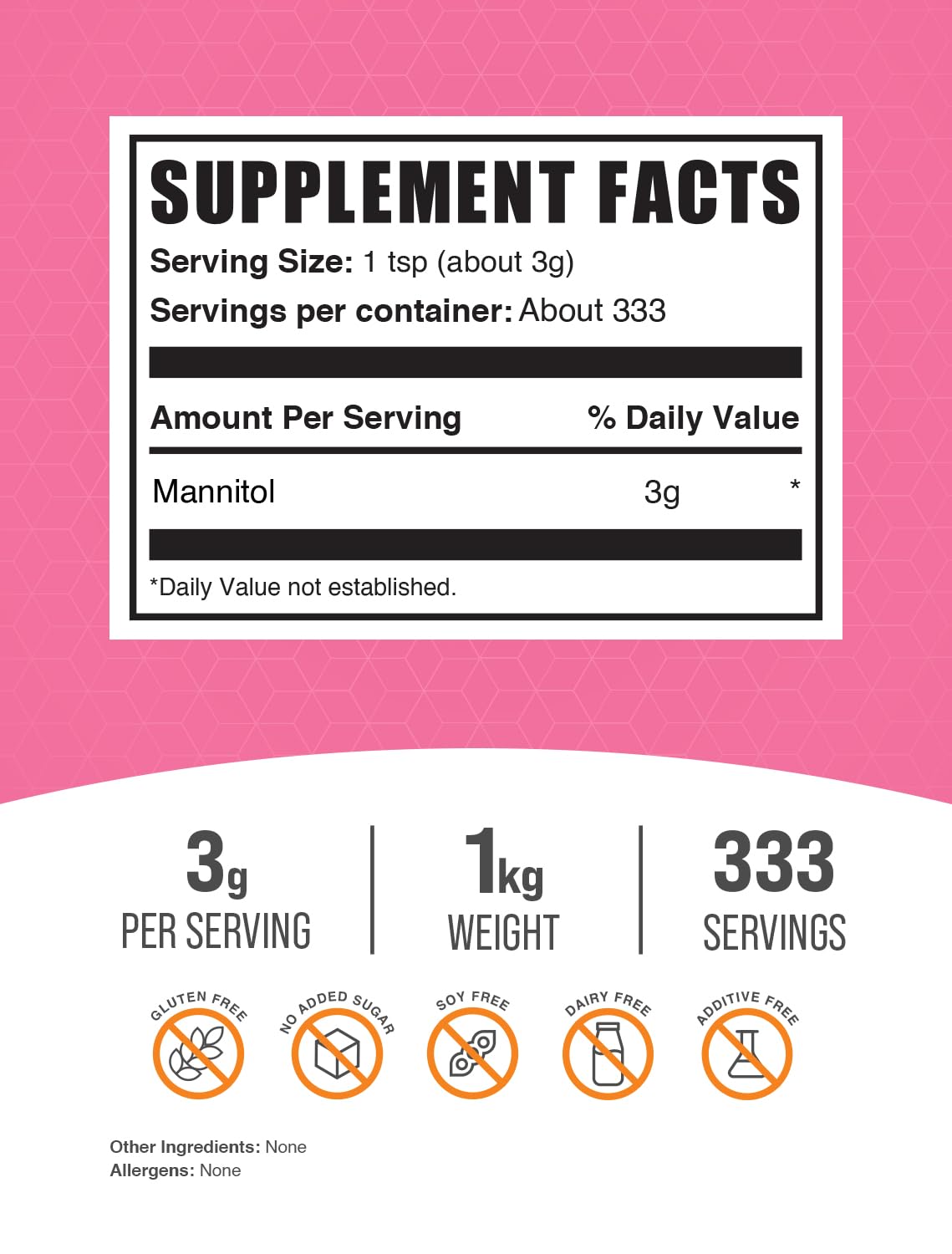 BulkSupplements detalle de textura granulada de Mannitol útil para horneado