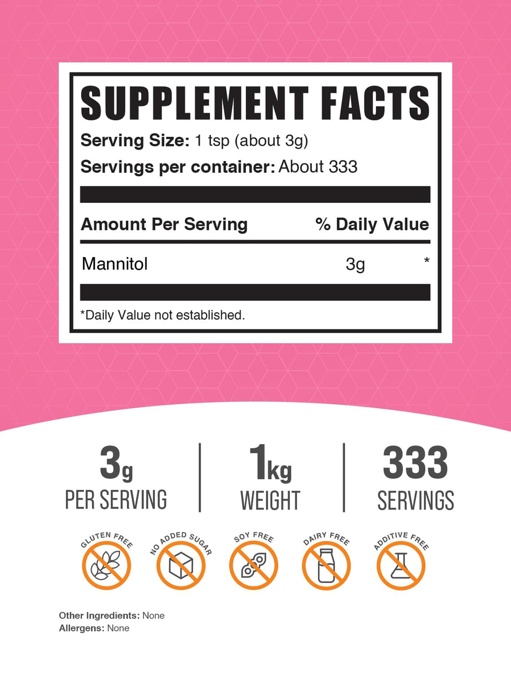 BulkSupplements detalle de textura granulada de Mannitol útil para horneado