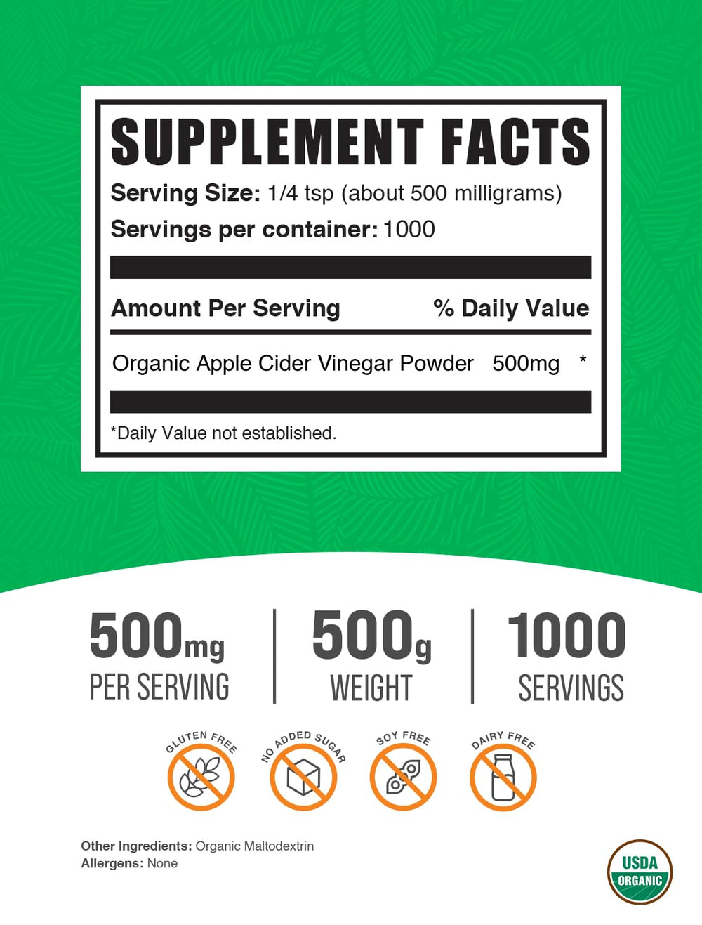 BulkSupplements textura en polvo a la vista, fácil de mezclar en batidos