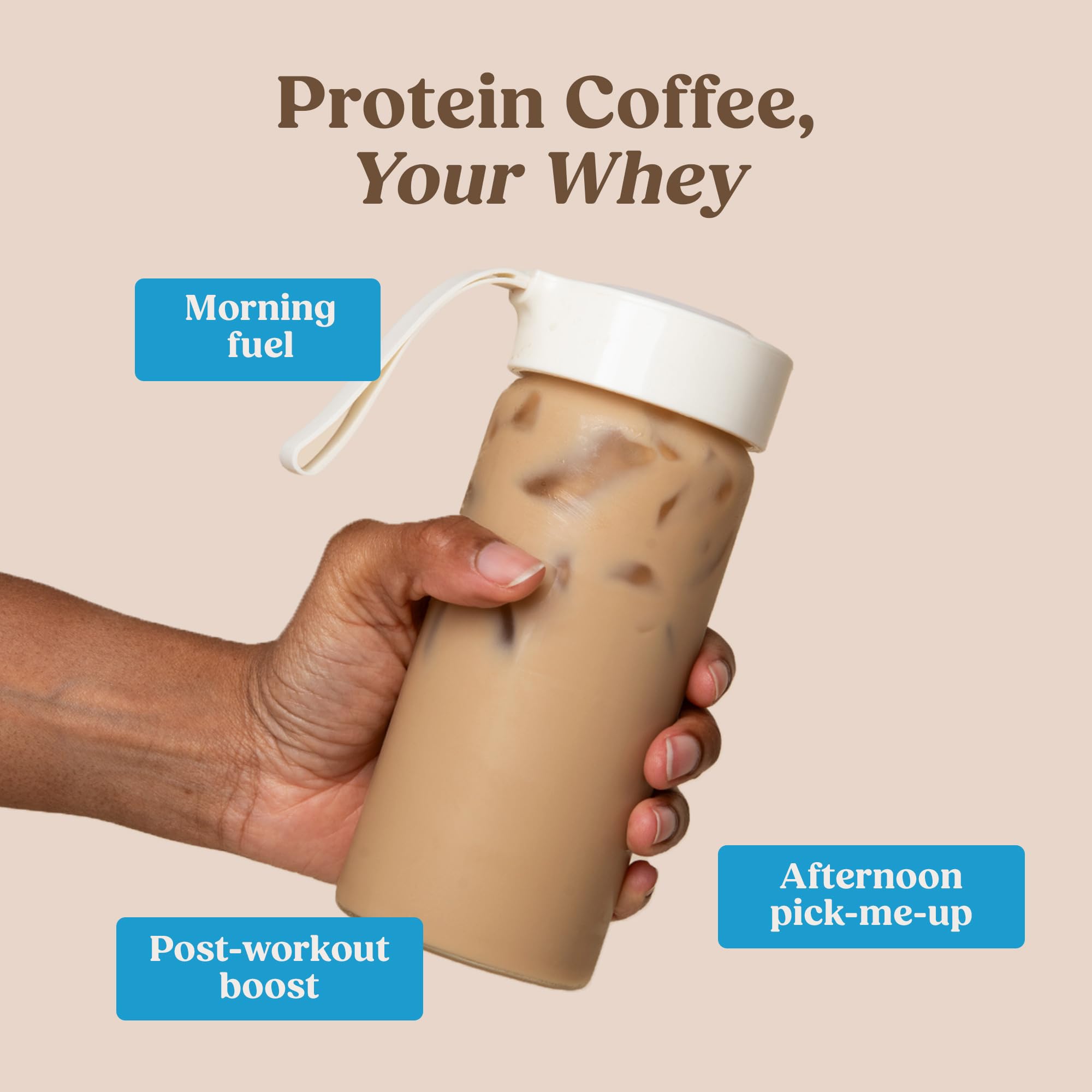 Bulletproof etiqueta de ingredientes resaltando café limpio y proteína