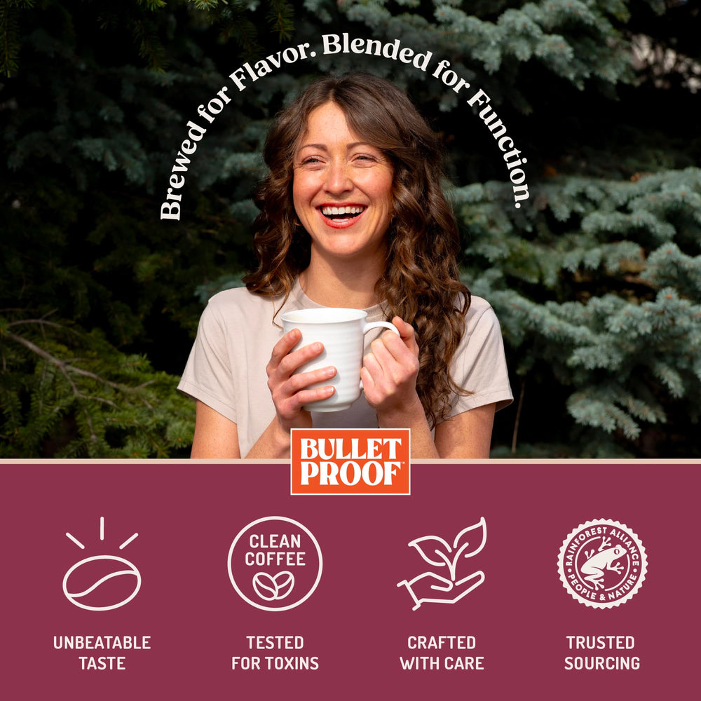 Bulletproof ingredientes como XOS y corteza de olmo enfatizando soporte digestivo