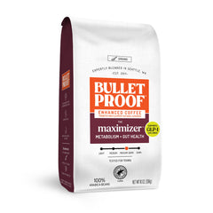 Bulletproof paquete frontal de 10 oz mostrando marca y propuesta funcional