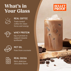 Bulletproof vaso servido con hielo, bebida fría lista y energizante