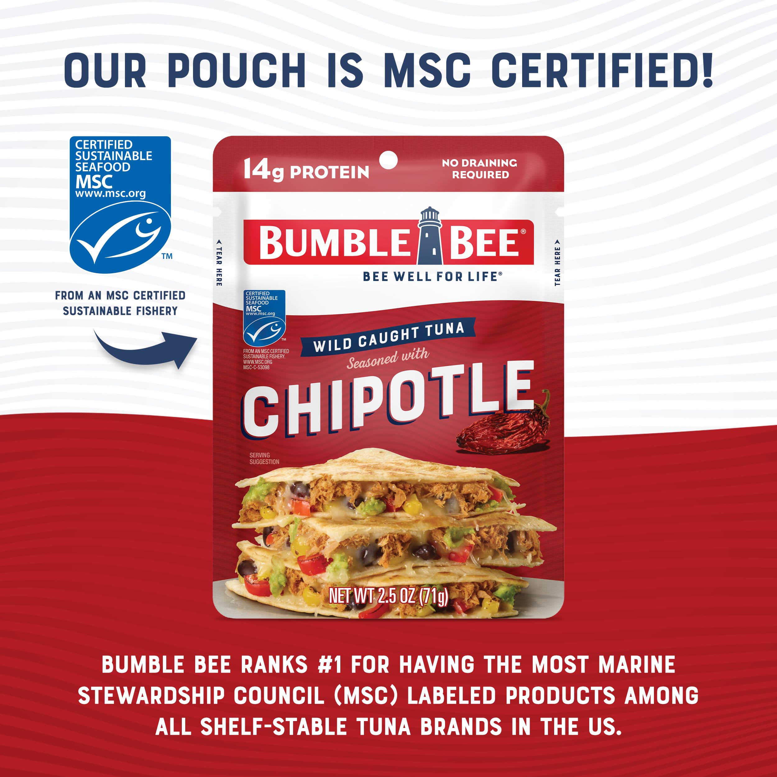 Bumble Bee atún chipotle servido sobre una ensalada fresca