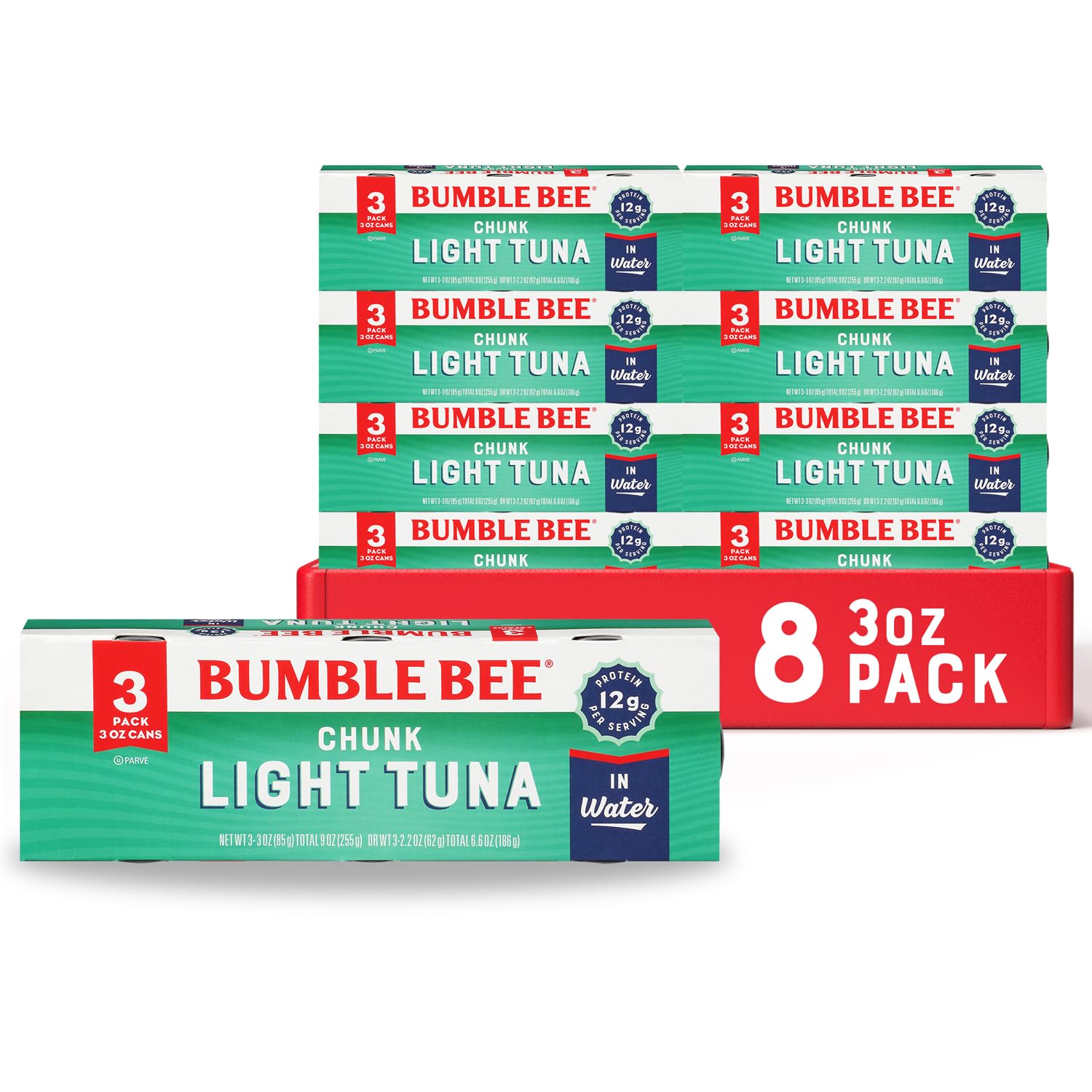 Bumble Bee frente del pack de 24 latas muestra valor y conveniencia