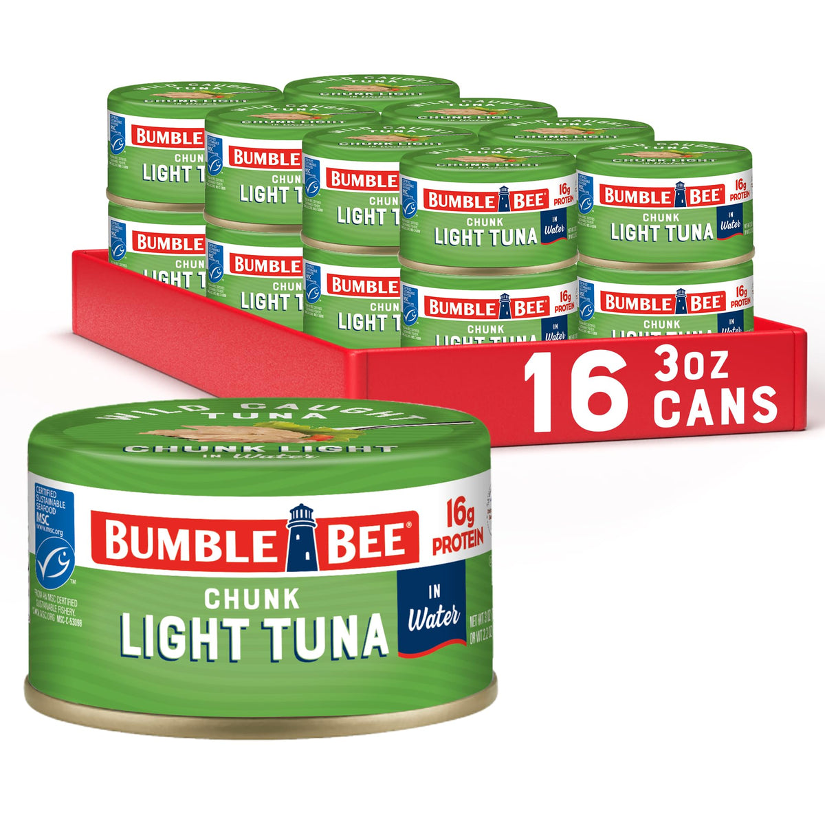 Bumble Bee lata frontal mostrando diseño y conveniencia para snacks