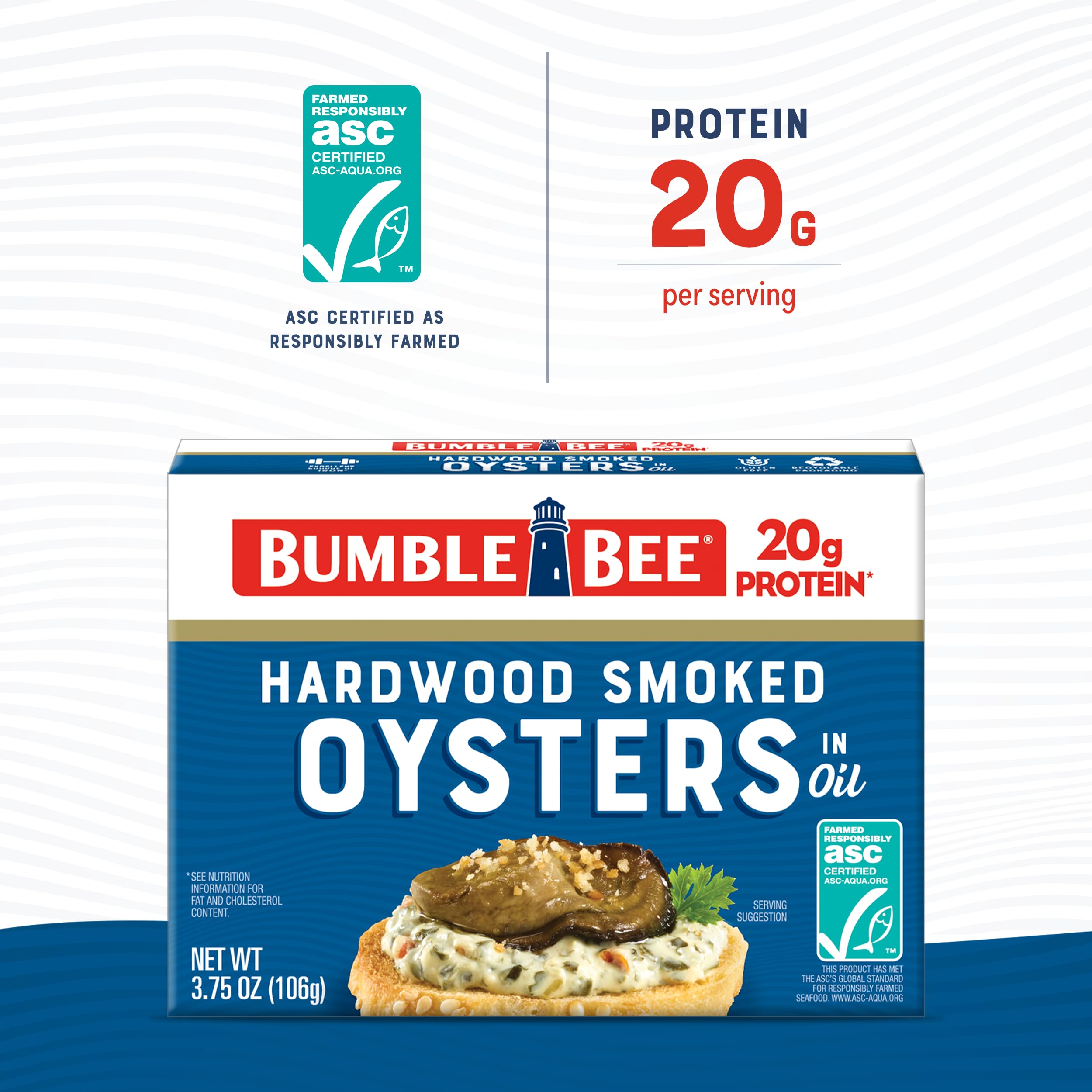 Bumble Bee ostras servidas en plato como aperitivo, listos para invitados