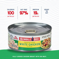 Bumble Bee trozos de pollo cerca que ilustran textura jugosa y calidad