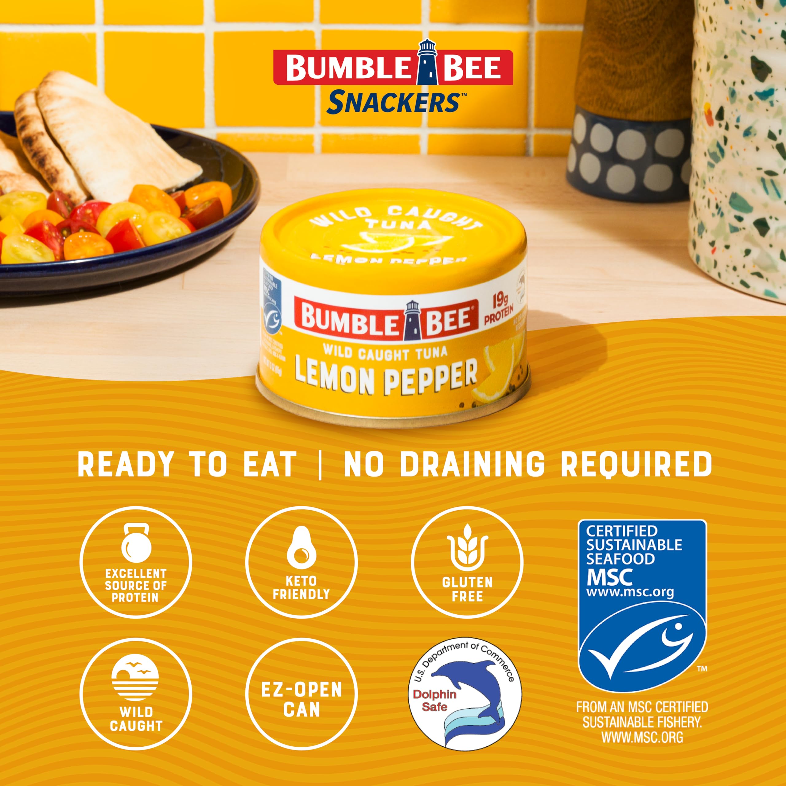 Bumble Bee atún Lemon Pepper en wrap rápido, sabor práctico