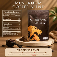 Bunkell polvo en primer plano con textura fina, útil para apreciar la mezcla instantánea