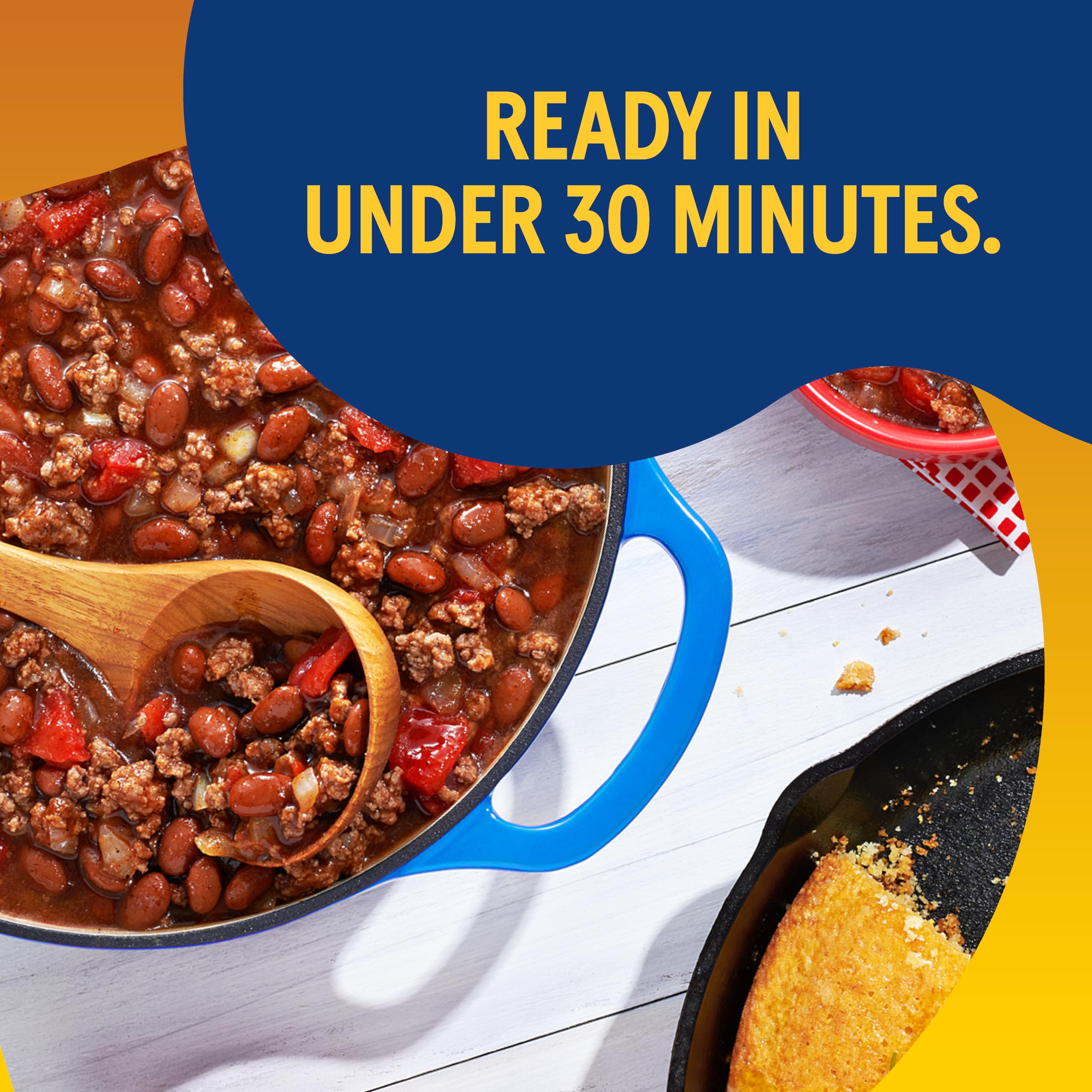 Bush's Best chili cocinándose en olla para comidas rápidas