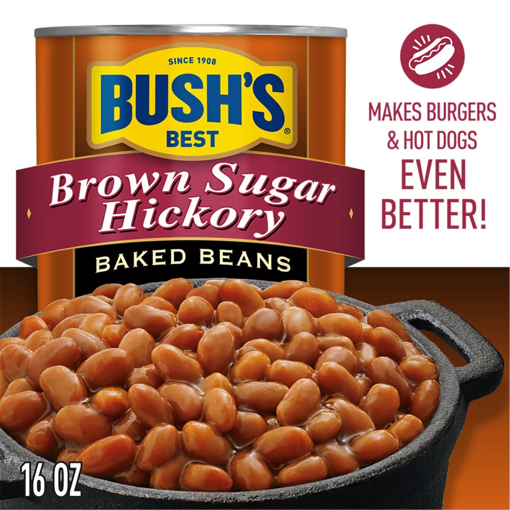 Bush's Best lata junto a una regla para comparar tamaño de 16 oz, claridad sobre volumen